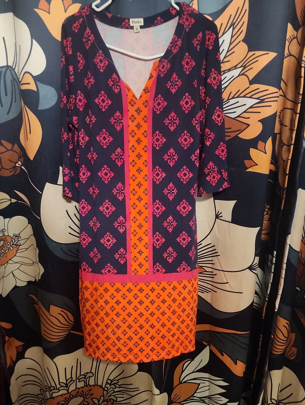 Hatley Navy Dress with Pink and Orange Accents
